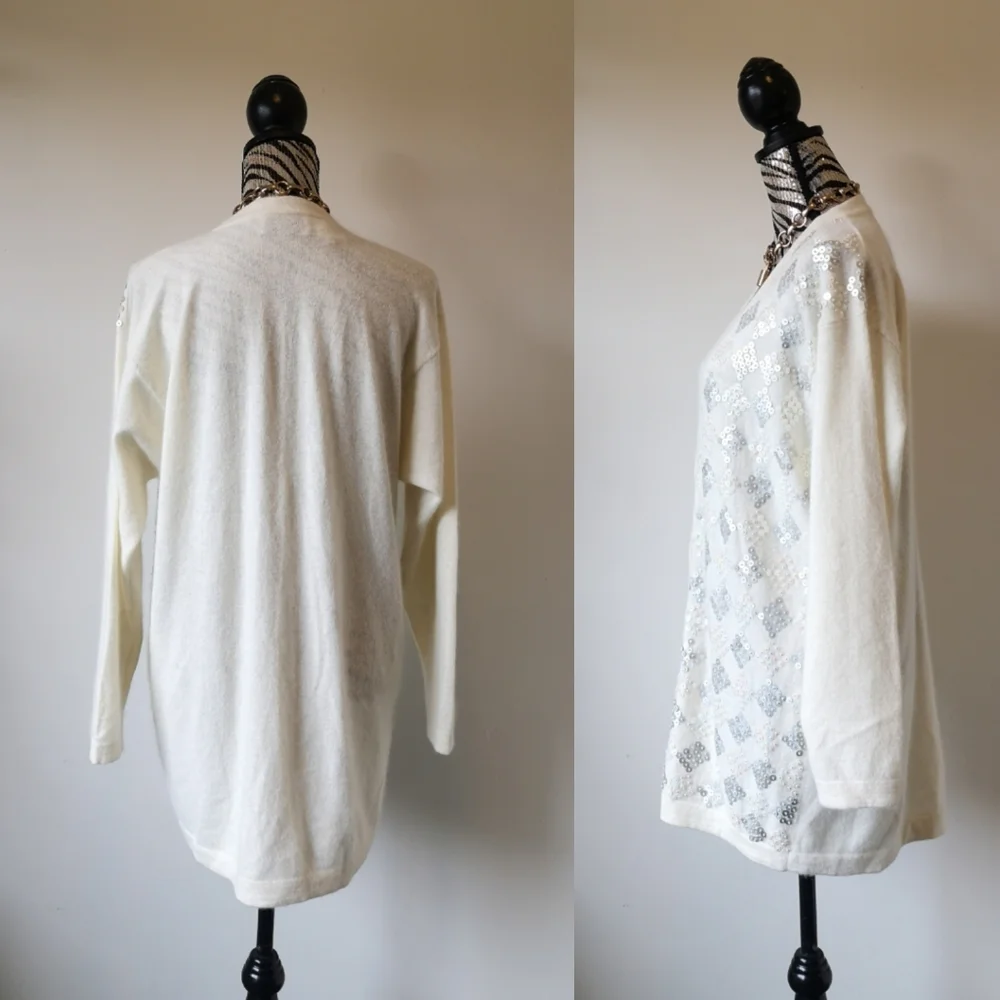Vintage Lambswool and Angora Sequin Cardigan - Picture 2 of 6